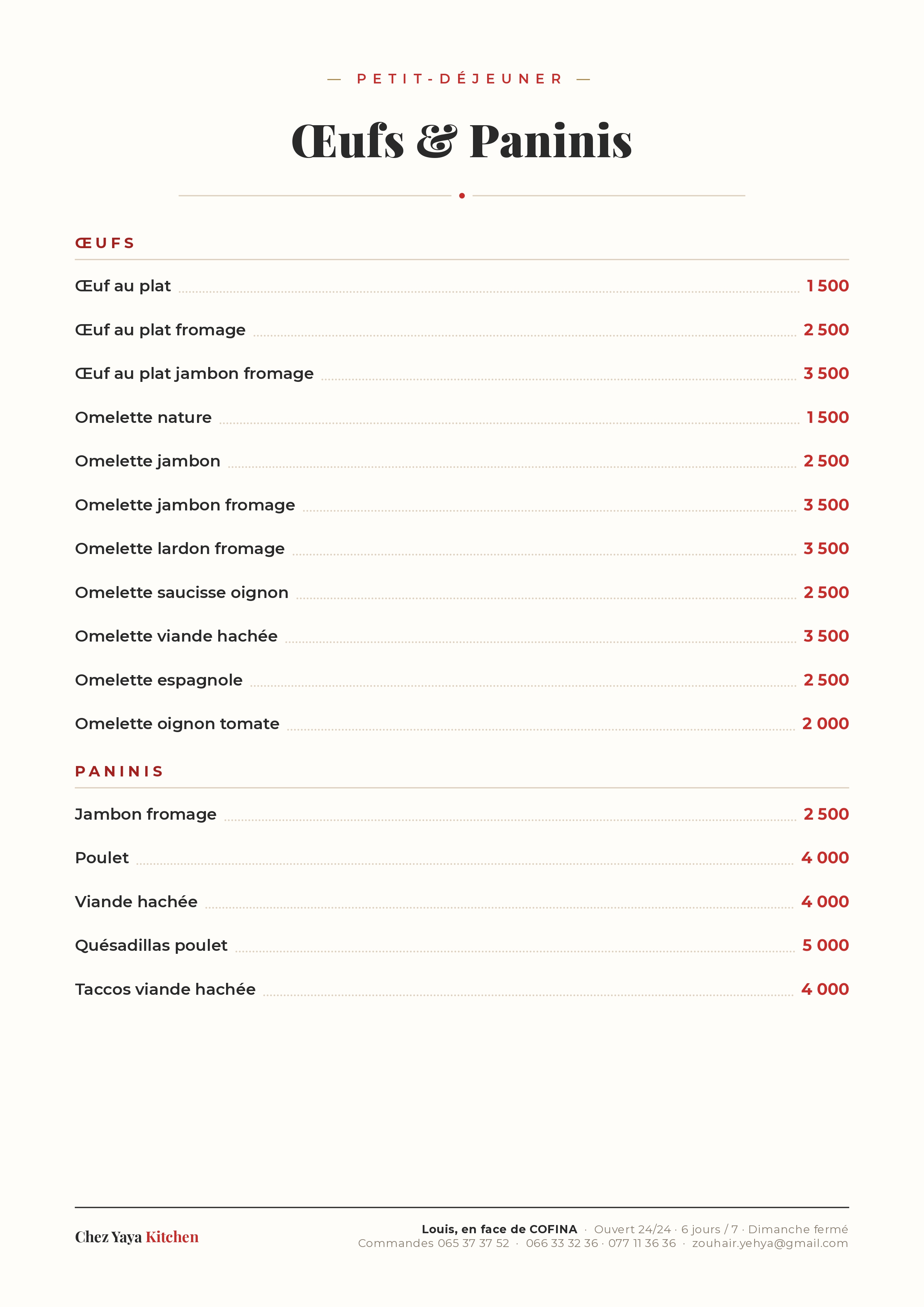 Menu CHEZ YAYA Kitchen — page 7
