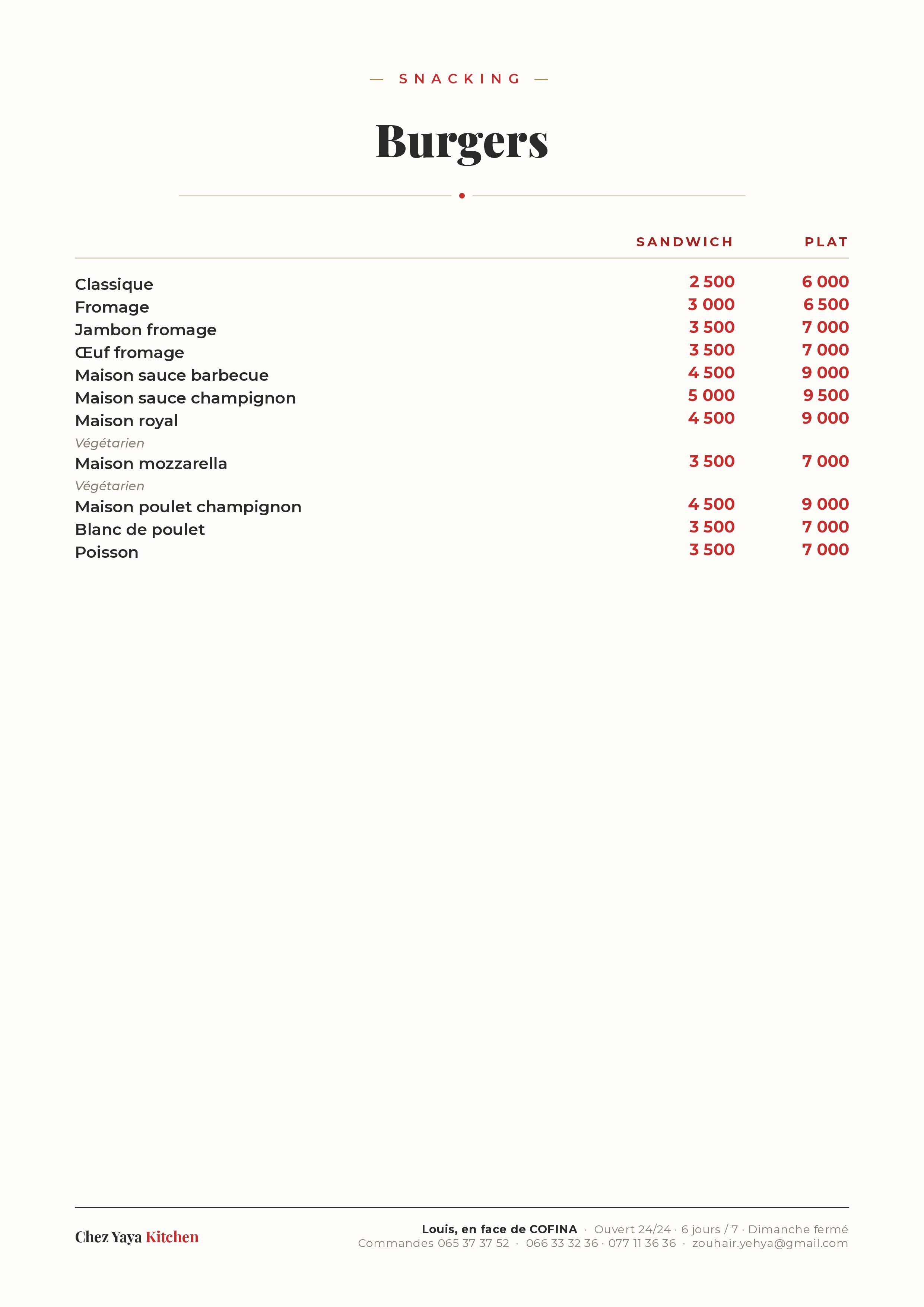 Menu CHEZ YAYA Kitchen — page 9