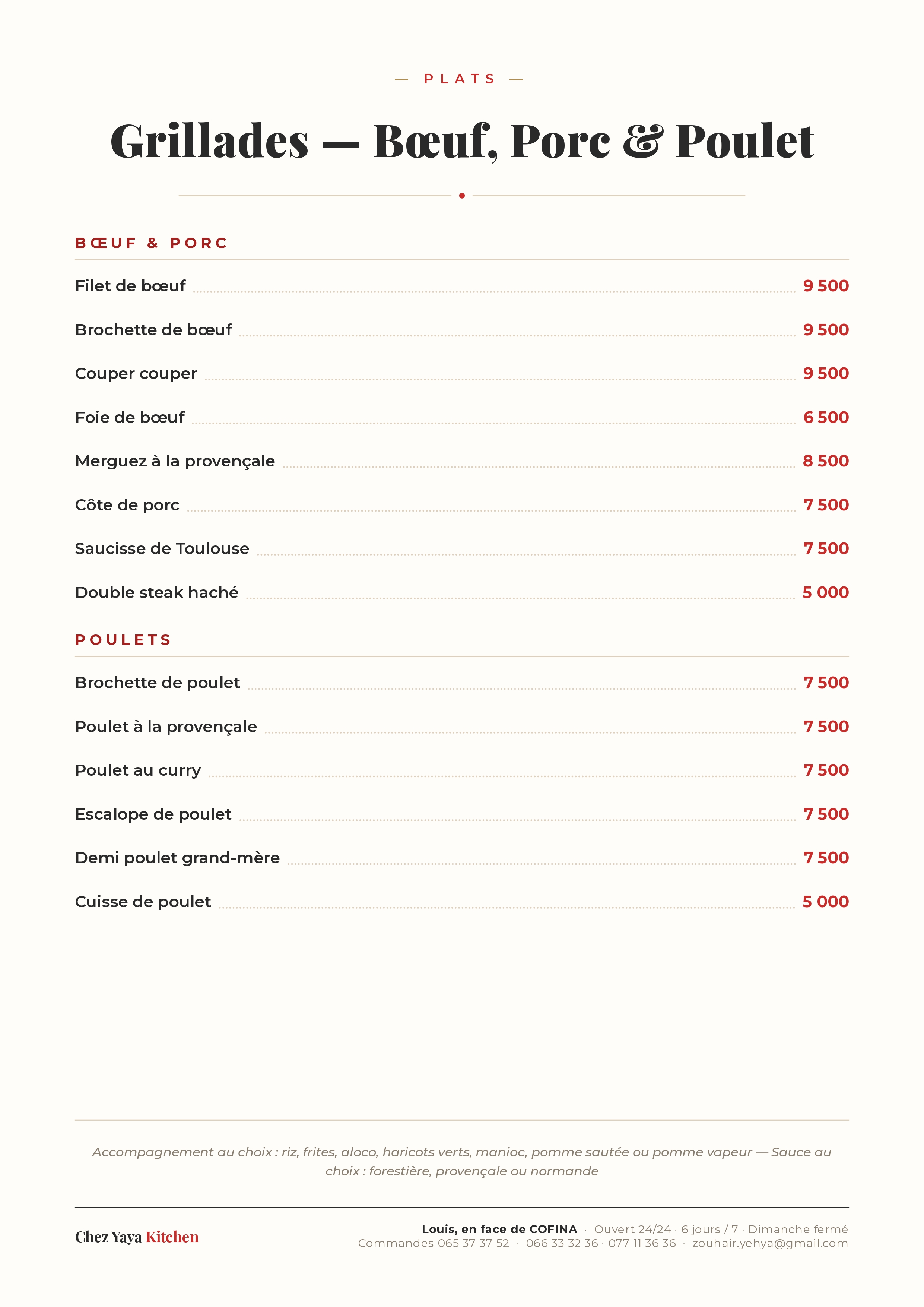 Menu CHEZ YAYA Kitchen — page 11