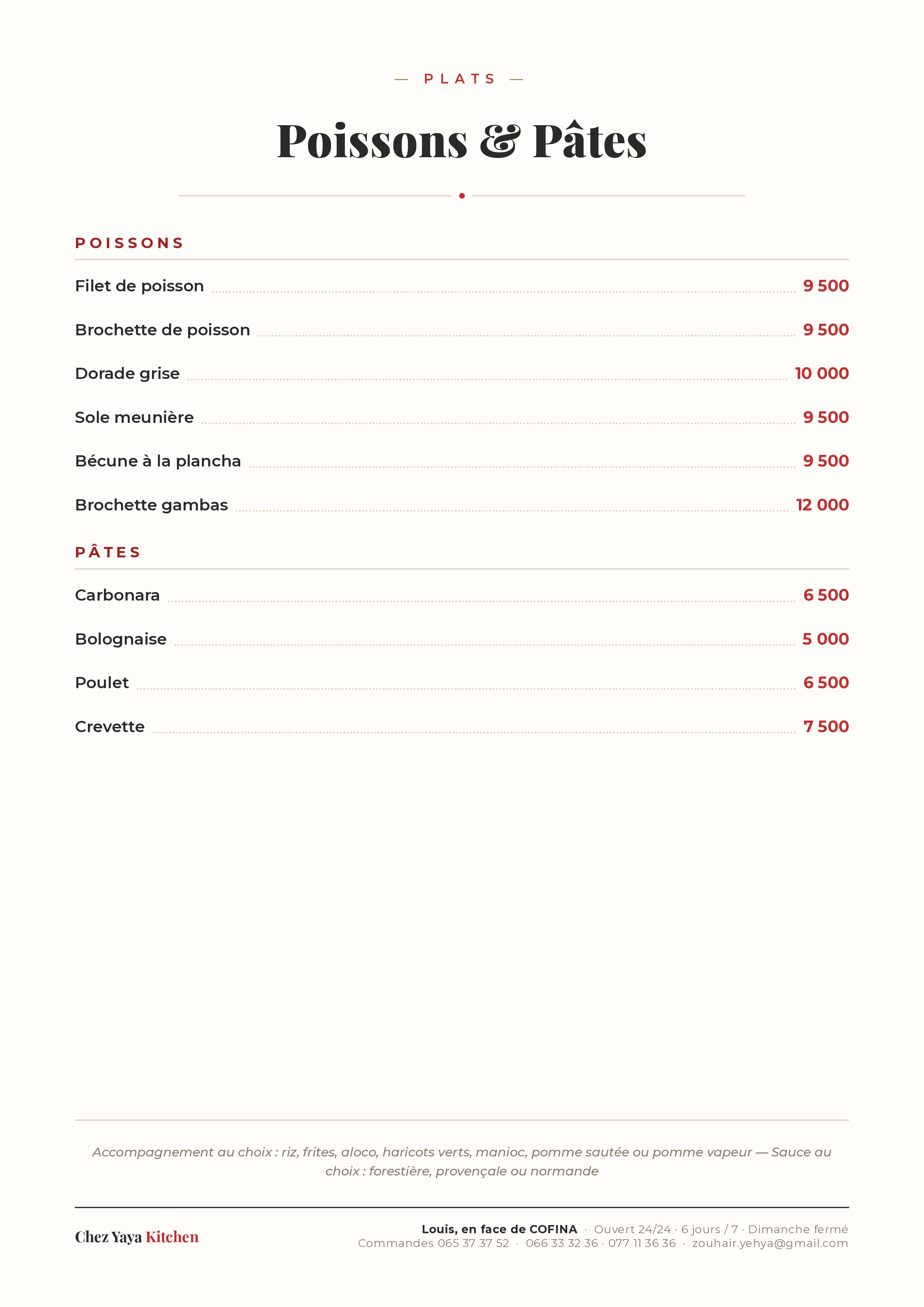 Menu CHEZ YAYA Kitchen — page 12